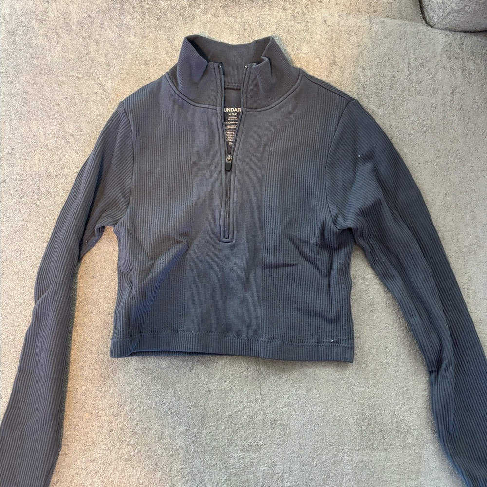 No Boundaries Navy Quarter-Zip Ribbed Top